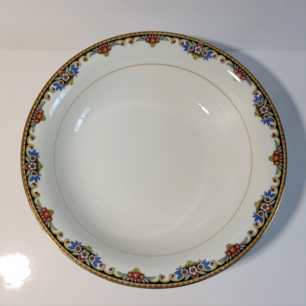 Vintage Limoges Coronet Bone China Serving Bowl Red Flowers France 10.5" Round